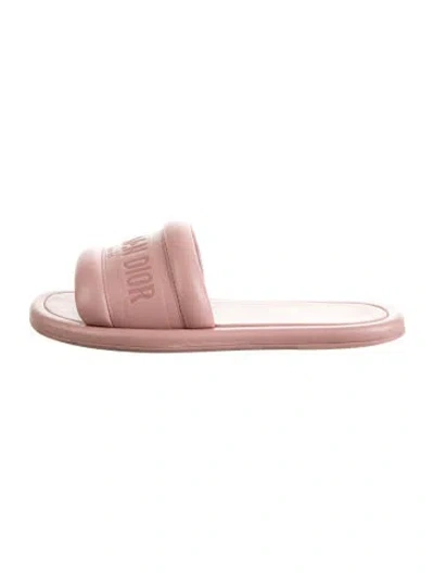 Pre-owned Dior Leather Slides In Pink