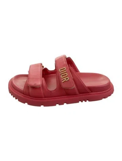 Pre-owned Dior Leather Slides In Red