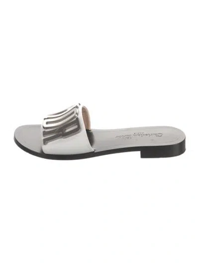 Pre-owned Dior Leather Slides In White