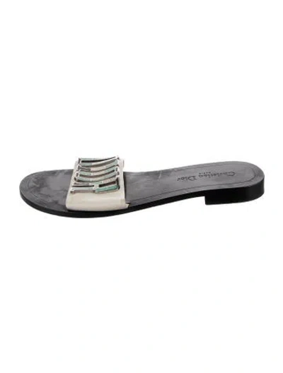 Pre-owned Dior Leather Slides In White