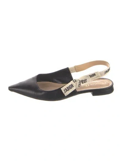 Pre-owned Dior Leather Slingback Flats In Black