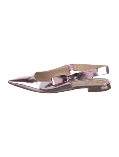 Pre-owned Dior Leather Slingback Flats In Metallic/pink