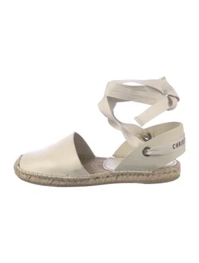 Pre-owned Dior Leather Slingback Flats In Neutral