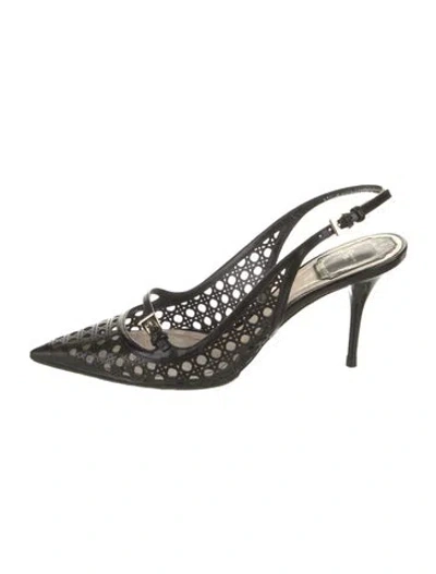 Pre-owned Dior Leather Slingback Pumps In Black