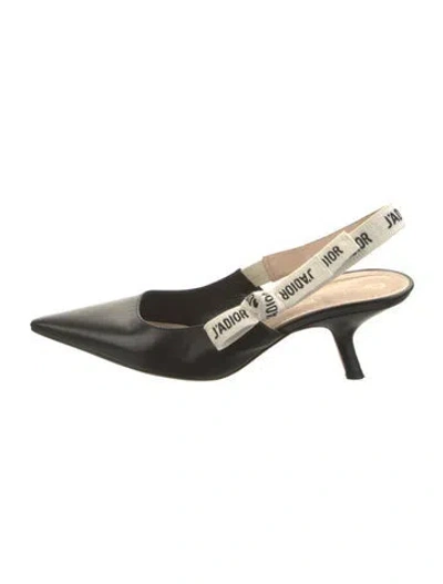 Pre-owned Dior Leather Slingback Pumps In Black