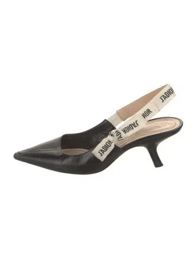 Pre-owned Dior Leather Slingback Pumps In Black