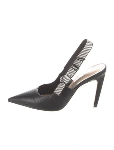 Pre-owned Dior Leather Slingback Pumps In Black