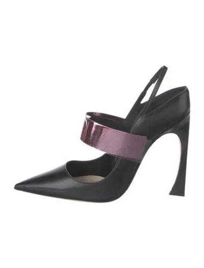 Pre-owned Dior Leather Slingback Pumps In Black