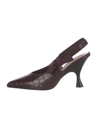 Pre-owned Dior Leather Slingback Pumps In Burgundy
