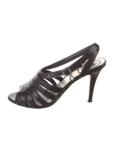 Pre-owned Dior Leather Slingback Sandals In Black