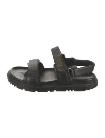 Pre-owned Dior Leather Slingback Sandals In Black