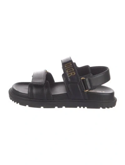 Pre-owned Dior Leather Slingback Sandals In Black