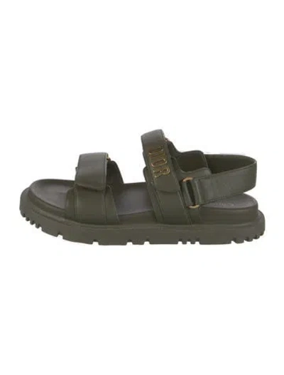 Pre-owned Dior Leather Slingback Sandals In Green