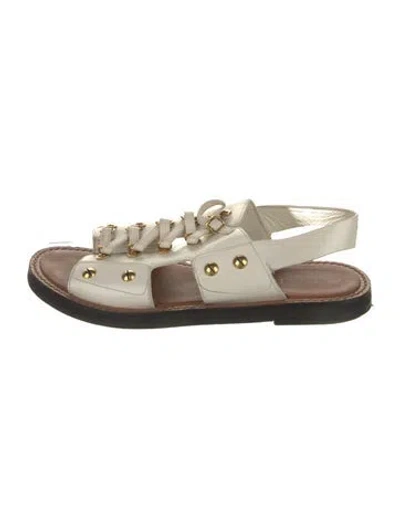 Pre-owned Dior Leather Slingback Sandals In Neutral