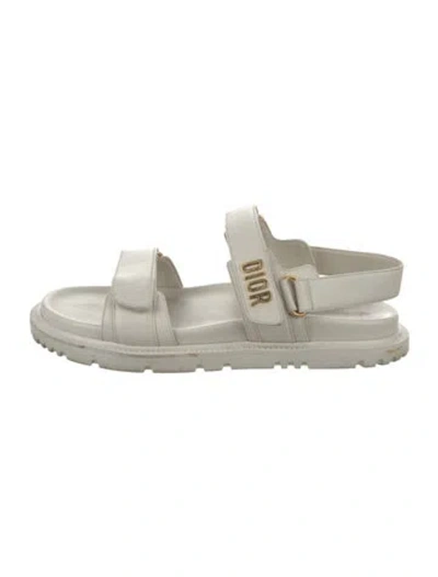 Pre-owned Dior Leather Slingback Sandals In Neutral
