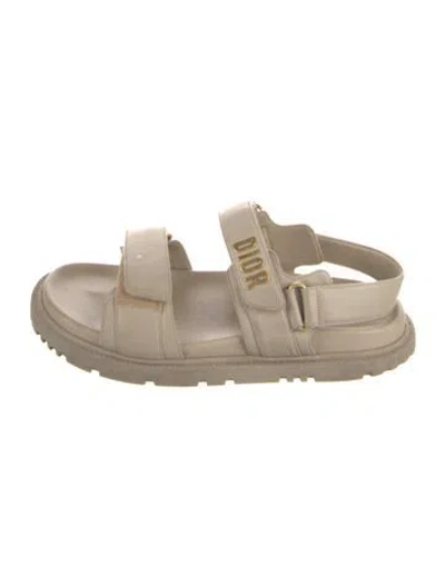 Pre-owned Dior Leather Slingback Sandals In Neutral