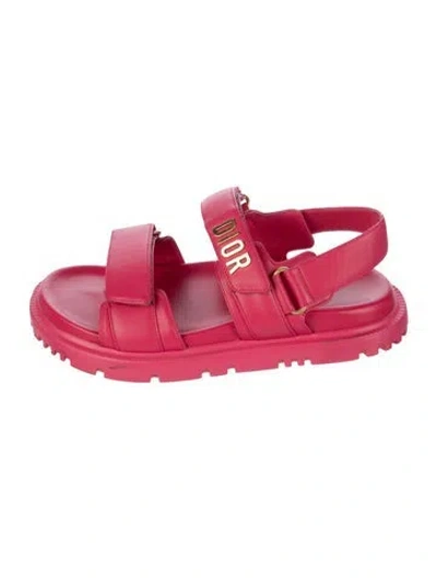 Pre-owned Dior Leather Slingback Sandals In Pink