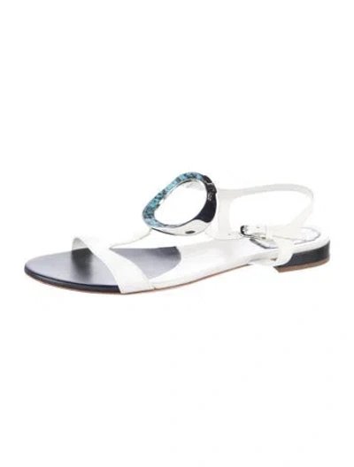 Pre-owned Dior Leather Slingback Sandals In White