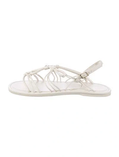 Pre-owned Dior Leather Slingback Sandals In White