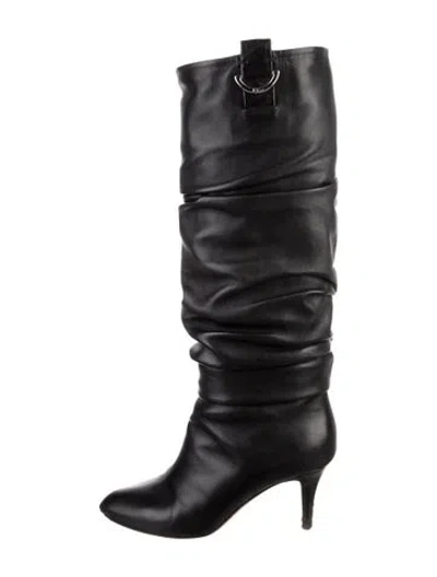 Pre-owned Dior Leather Slouch Boots In Black