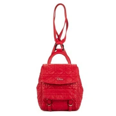 Pre-owned Dior Leather Stardust Backpack In Red