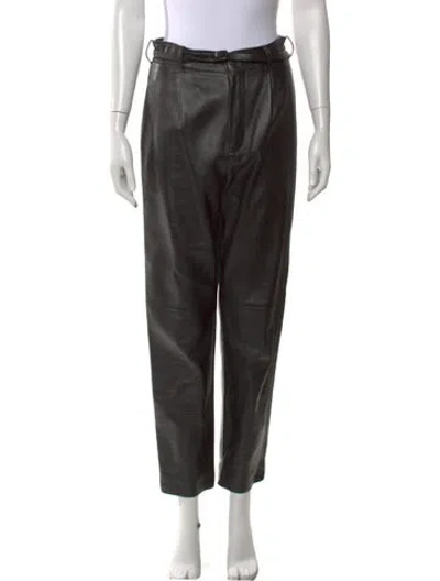 Pre-owned Dior Leather Straight Leg Pants In Black