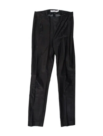 Pre-owned Dior Leather Straight Leg Pants In Black