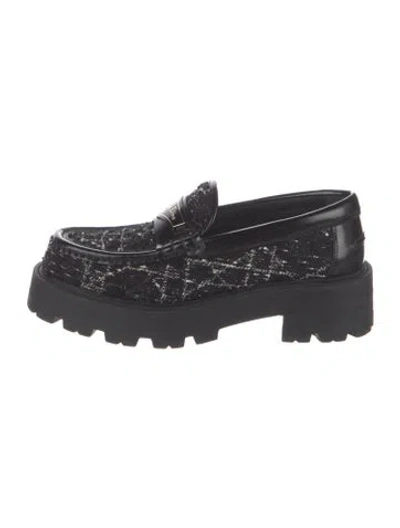 Pre-owned Dior Leather Striped Loafers In Black