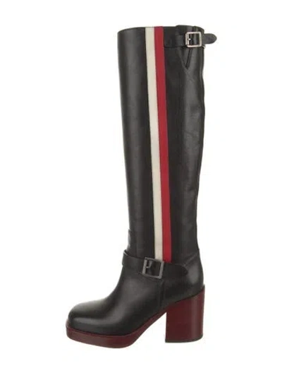 Pre-owned Dior Leather Striped Riding Boots In Black