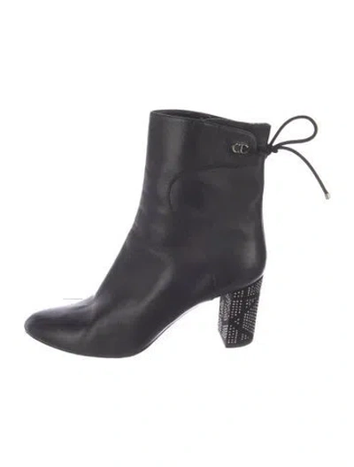 Pre-owned Dior Leather Studded Accents Boots In Black