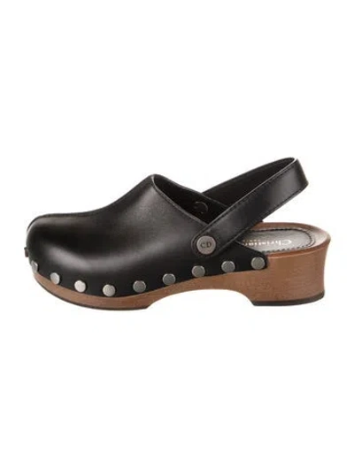 Pre-owned Dior Leather Studded Accents Flats In Black