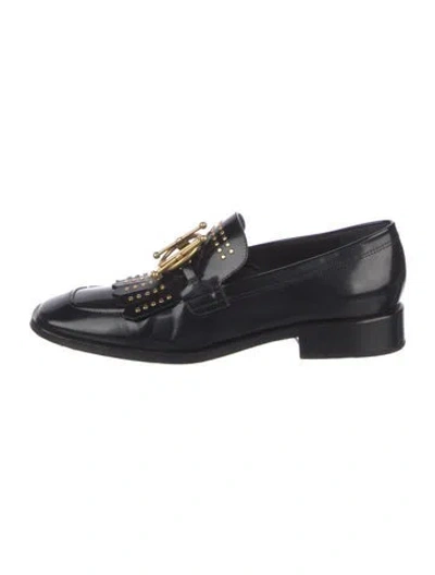 Pre-owned Dior Leather Studded Accents Loafers In Black