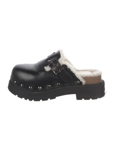 Pre-owned Dior Leather Studded Accents Mules In Black