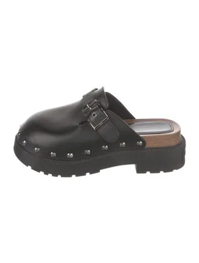 Pre-owned Dior Leather Studded Accents Mules In Black