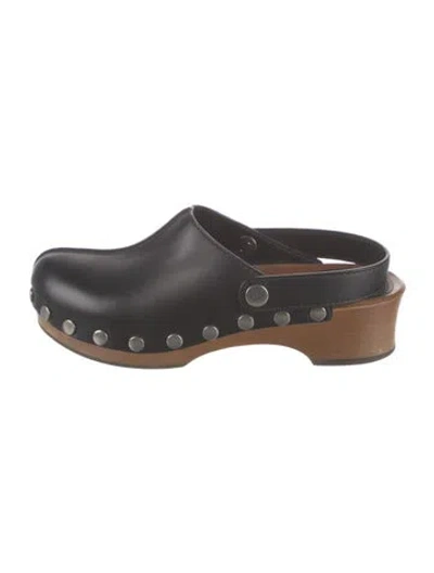 Pre-owned Dior Leather Studded Accents Mules In Black