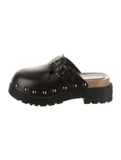Pre-owned Dior Leather Studded Accents Mules In Black