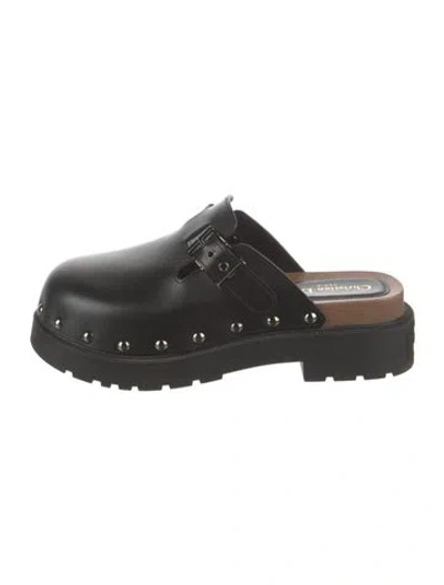 Pre-owned Dior Leather Studded Accents Mules In Black