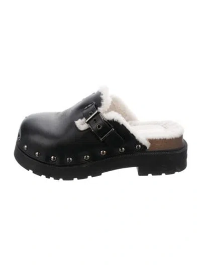 Pre-owned Dior Leather Studded Accents Mules In Black