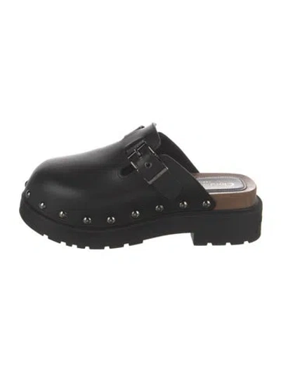 Pre-owned Dior Leather Studded Accents Mules In Black