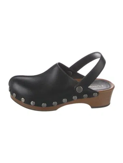 Pre-owned Dior Leather Studded Accents Mules In Black