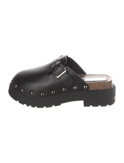 Pre-owned Dior Leather Studded Accents Mules In Black