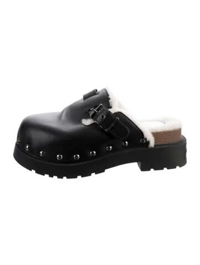 Pre-owned Dior Leather Studded Accents Mules In Black