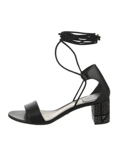 Pre-owned Dior Leather Studded Accents Sandals In Black