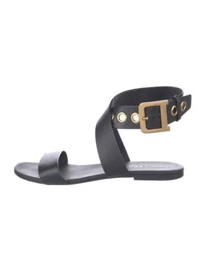 Pre-owned Dior Leather Studded Accents Sandals In Black