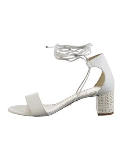 Pre-owned Dior Leather Studded Accents Sandals In White