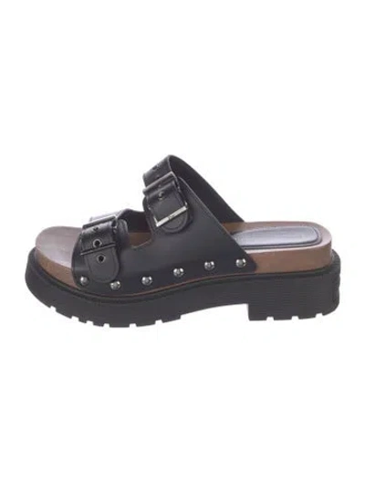 Pre-owned Dior Leather Studded Accents Slides In Blue