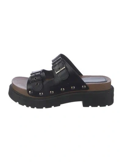Pre-owned Dior Leather Studded Accents Slides In Blue