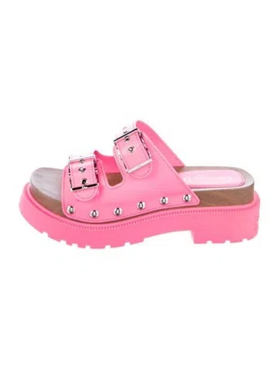 Pre-owned Dior Leather Studded Accents Slides In Pink