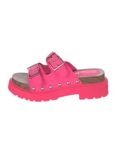 Pre-owned Dior Leather Studded Accents Slides In Pink