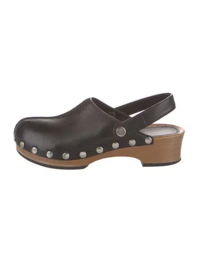 Pre-owned Dior Leather Studded Accents Slingback Pumps In Black